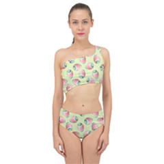 Colorful Easter Eggs Pattern Green Spliced Up Two Piece Swimsuit by TetiBright