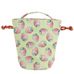 Colorful Easter Eggs Pattern Green Drawstring Bucket Bag by TetiBright