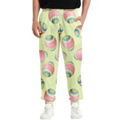 Colorful Easter Eggs Pattern Green Men s Elastic Waist Pants by TetiBright