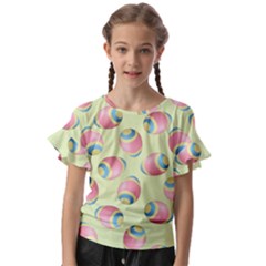 Colorful Easter Eggs Pattern Green Kids  Cut Out Flutter Sleeves by TetiBright