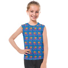 Speak Love Pattern On Blue Kids  Mesh Tank Top by TetiBright