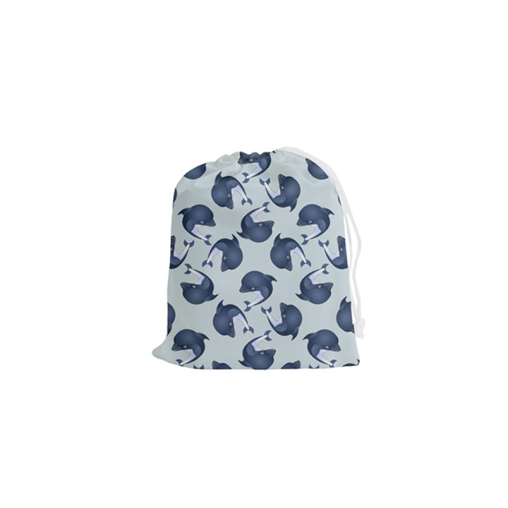 Blue Dolphins Pattern Drawstring Pouch (XS)