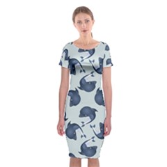 Blue Dolphins Pattern Classic Short Sleeve Midi Dress by TetiBright