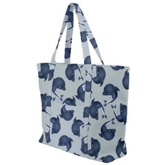 Blue Dolphins Pattern Zip Up Canvas Bag by TetiBright