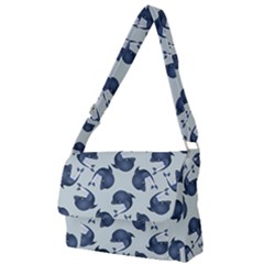 Blue Dolphins Pattern Full Print Messenger Bag (l) by TetiBright