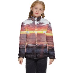 Tropical Sunset Kids  Puffer Bubble Jacket Coat by StarvingArtisan
