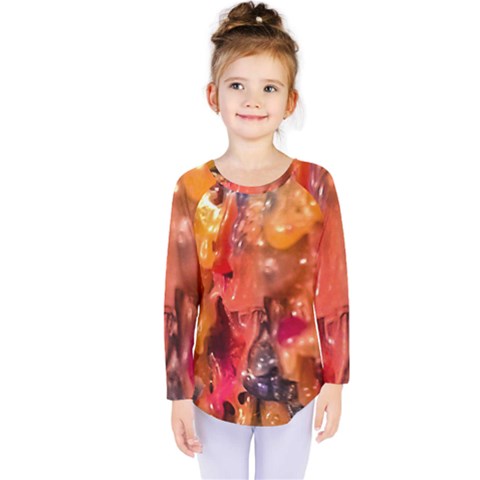 Multicolored Melted Wax Texture Kids  Long Sleeve Tee by dflcprintsclothing