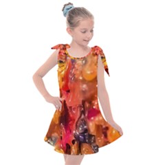 Multicolored Melted Wax Texture Kids  Tie Up Tunic Dress by dflcprintsclothing