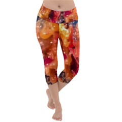 Multicolored Melted Wax Texture Lightweight Velour Capri Yoga Leggings by dflcprintsclothing