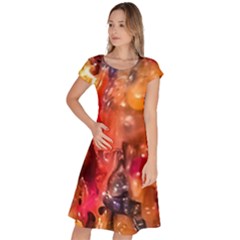 Multicolored Melted Wax Texture Classic Short Sleeve Dress by dflcprintsclothing