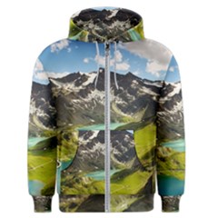 Aerial View Of Mountain And Body Of Water Men s Zipper Hoodie by danenraven