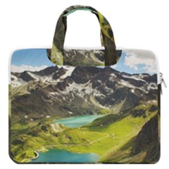 Aerial View Of Mountain And Body Of Water Macbook Pro 13  Double Pocket Laptop Bag