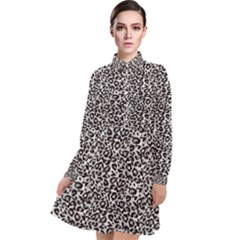 Black Cheetah Skin Long Sleeve Chiffon Shirt Dress