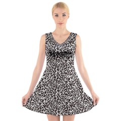 Black Cheetah Skin V-Neck Sleeveless Dress