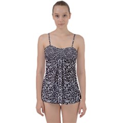 Black Cheetah Skin Babydoll Tankini Set