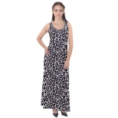 Black Cheetah Skin Sleeveless Velour Maxi Dress