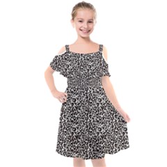 Black Cheetah Skin Kids  Cut Out Shoulders Chiffon Dress