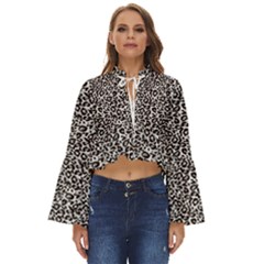 Black Cheetah Skin Boho Long Bell Sleeve Top by Sparkle