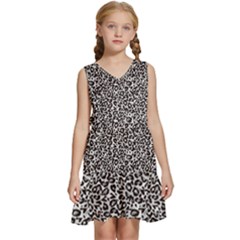 Black Cheetah Skin Kids  Sleeveless Tiered Mini Dress