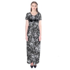 Creepy Head Mask Motif Random Pattern Short Sleeve Maxi Dress