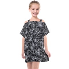 Creepy Head Mask Motif Random Pattern Kids  One Piece Chiffon Dress