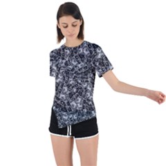 Creepy Head Mask Motif Random Pattern Asymmetrical Short Sleeve Sports Tee