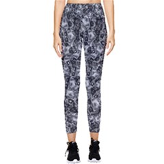 Creepy Head Mask Motif Random Pattern Pocket Leggings 