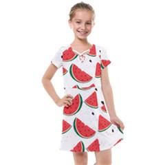 Watermelon Seamless Pattern Kids  Cross Web Dress