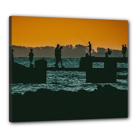 River Breakwater Sunset, Montevideo, Uruguay Canvas 24  X 20  (stretched) by dflcprintsclothing