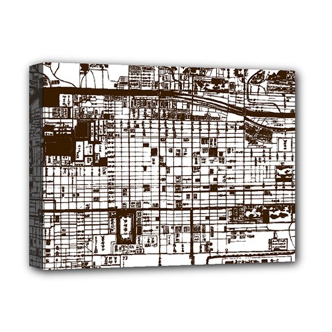 Antique Oriental Town Map  Deluxe Canvas 16  X 12  (stretched)  by ConteMonfrey