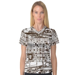 Antique Oriental Town Map  V-neck Sport Mesh Tee