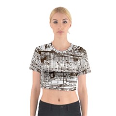 Antique Oriental Town Map  Cotton Crop Top by ConteMonfrey