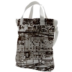 Antique Oriental Town Map  Canvas Messenger Bag by ConteMonfrey