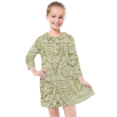 Vintage Mapa Mundi  Kids  Quarter Sleeve Shirt Dress by ConteMonfrey