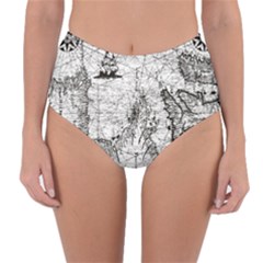 Antique Mercant Map  Reversible High-Waist Bikini Bottoms