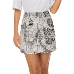 Antique Mercant Map  Mini Front Wrap Skirt by ConteMonfrey