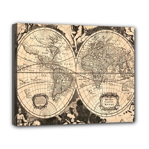 World Map - Nova Delineatio Totius Orbis Terrarum -  1659-1733 Deluxe Canvas 20  X 16  (stretched) by ConteMonfrey