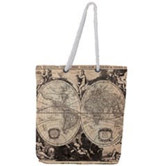 World Map - Nova delineatio totius orbis terrarum -  1659-1733 Full Print Rope Handle Tote (Large)