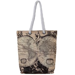 World Map - Nova delineatio totius orbis terrarum -  1659-1733 Full Print Rope Handle Tote (Small)