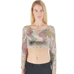 Mapa Mundi 1775 Long Sleeve Crop Top