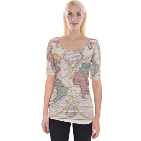 Mapa Mundi 1775 Wide Neckline Tee by ConteMonfrey