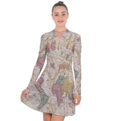 Mapa Mundi 1775 Long Sleeve Panel Dress