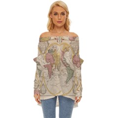 Mapa Mundi 1775 Off Shoulder Chiffon Pocket Shirt