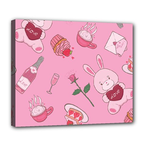 Valentine Pattern Deluxe Canvas 24  X 20  (stretched) by designsbymallika