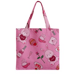 Valentine Pattern Zipper Grocery Tote Bag by designsbymallika