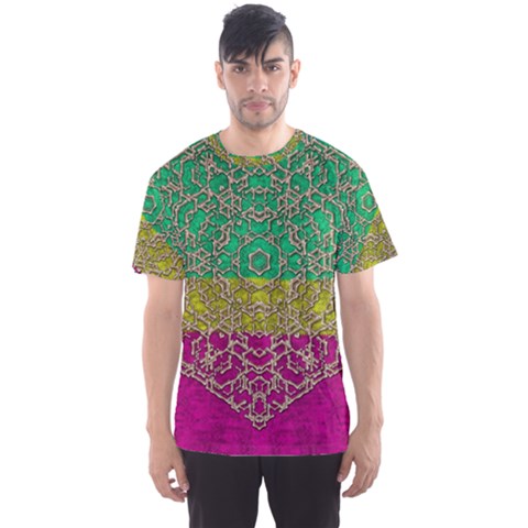 Rainbow Landscape With A Beautiful Silver Star So Decorative Men s Sport Mesh Tee by pepitasart