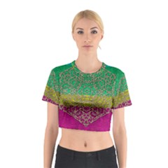 Rainbow Landscape With A Beautiful Silver Star So Decorative Cotton Crop Top by pepitasart