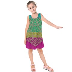 Rainbow Landscape With A Beautiful Silver Star So Decorative Kids  Sleeveless Dress by pepitasart