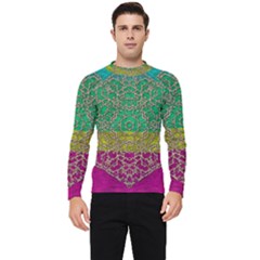 Rainbow Landscape With A Beautiful Silver Star So Decorative Men s Long Sleeve Rash Guard by pepitasart