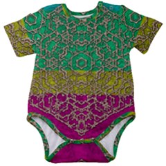 Rainbow Landscape With A Beautiful Silver Star So Decorative Baby Short Sleeve Bodysuit by pepitasart
